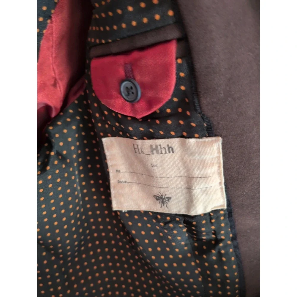Hk_Hhh Women's Brown Cotton Blazer Jacket Size Small Polka Dot Lining Casual Pre - Picture 3 of 13